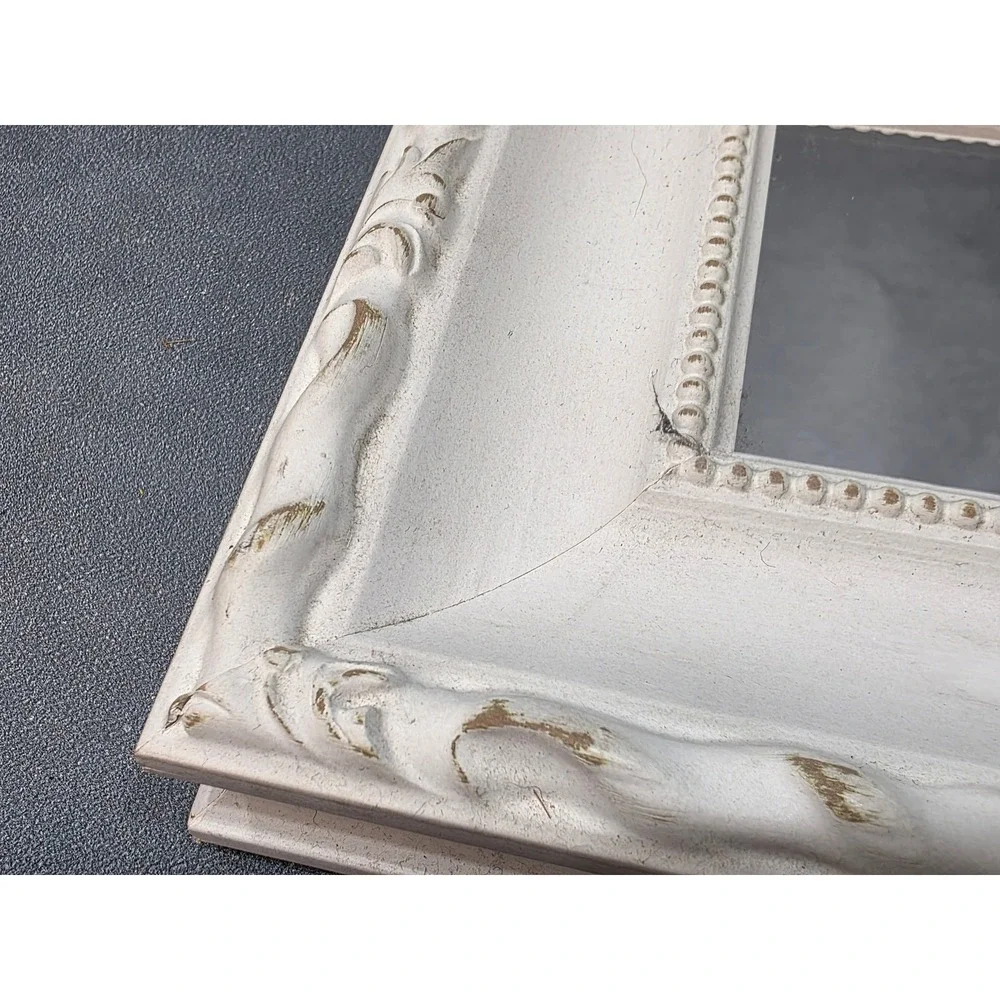 Vintage The Big Picture Custom Framed Mirrors Set of 2 Cream Distressed Ornate